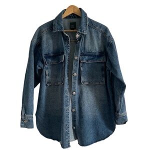 Wild Fable Denim Oversized Shirt Jacket Unfinished Hem